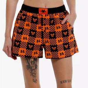 NWT Her Universe Disney Halloween Orange Black Plaid Boxer Shorts Size 3X